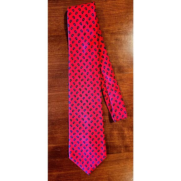 Bert Pulitzer 100% Silk Red Tie, Blue Accents NWOT, New - Picture 2 of 5